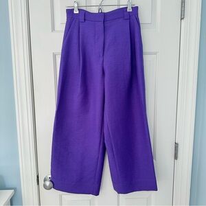Rachel Comey Crew Pants Violet Purple High Rise Wide Leg Jacquard Pleated Sz 4